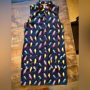 Banana Republic Sleeveless Dress - Multi-color w/ Parrots, Size 0